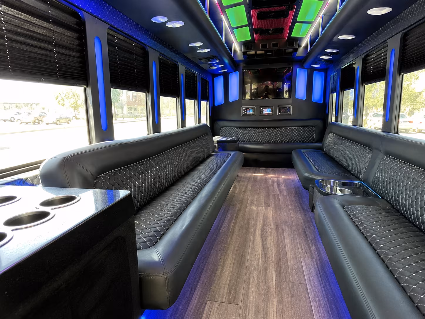 sarasota 15 passenger party bus inside