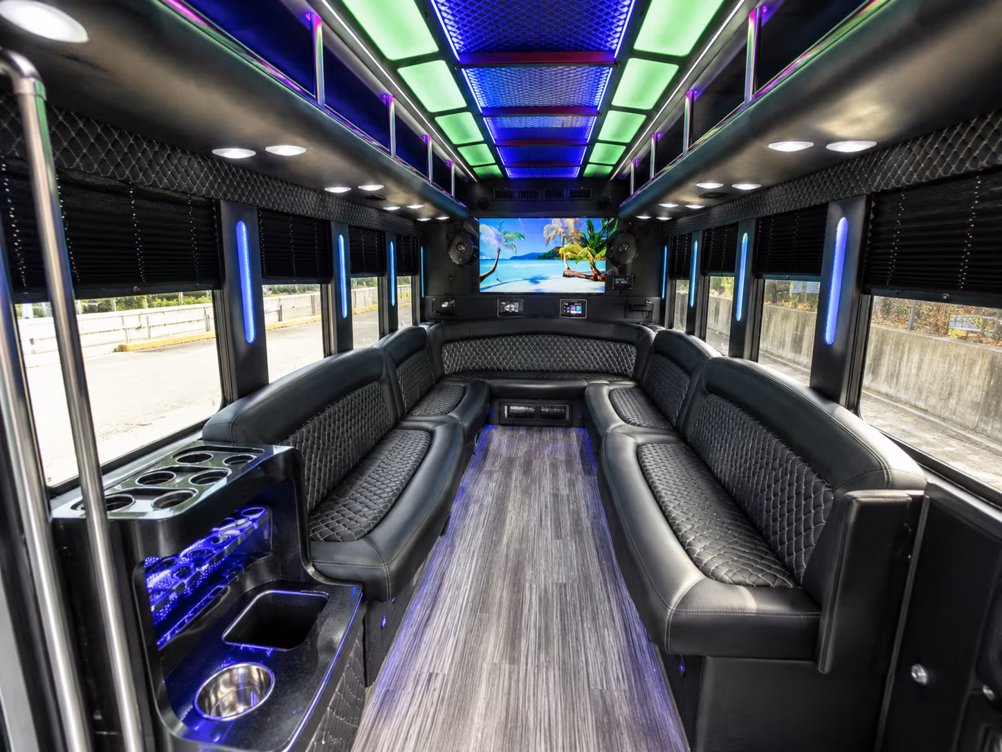 sarasota 18 passenger party bus inside